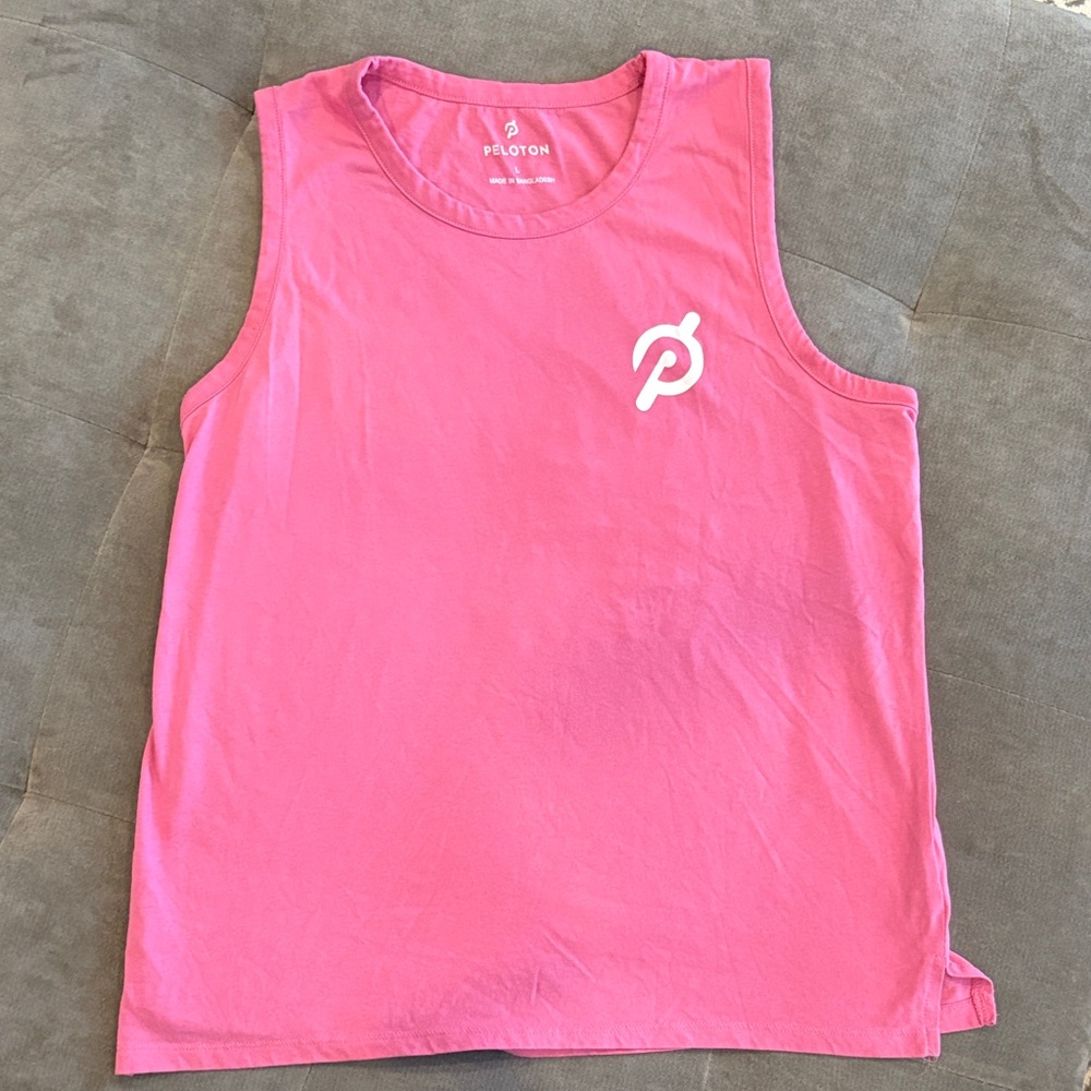 Peloton Vibrant Pink Tank Emboldened with Logo on Front & Peloton Design on Back